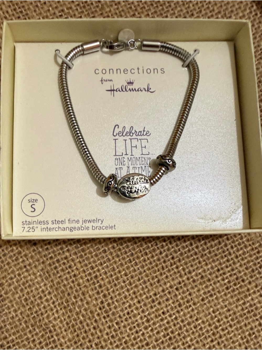 Hallmark Silver-Tone 'Celebrate Life' Engraved Charm Bracelet